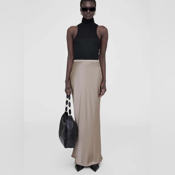Anine Bing Dresses & Skirts - Anine Bing Bar Silk Maxi Skirt Taupe Large $400